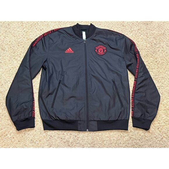 Manchester United 2018-19 Adidas Black Anthem Full Zip Jacket Size Medium EUC - Picture 1 of 5